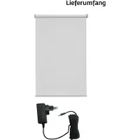 Sunlines Elektrisches Rollo "New York" Lichtschutz Sichtschutz mit Bohren freihängend appgesteuert via Bluetooth, mit Motor und Akku, weißer Fallstab