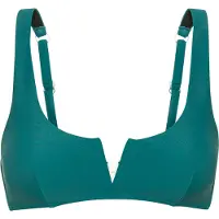 LASCANA Bustier-Bikini-Top "Gina", Damen, Gr. 40, Cup A, blau (dunkeltürkis), Recycling-Polyamid, unifarben, Bikini-Oberteile Bustier-Bikini-Top, mit V-Ausschnitt vorne