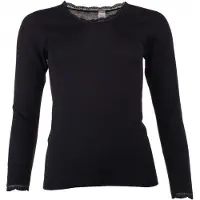Engel - Women's Shirt L/S mit Spitze - Merinounterwäsche Gr 42/44 schwarz