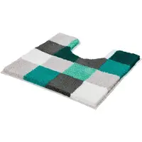 Kleine wolke Badematte "Caro, Badvorleger, Badezimmer Teppich" Gr. 14, blau (petrol), H:25mm, Kunstfaser, Badematten, Badematte, Badteppich, modernes Karo-Muster, Pastell-Farben, waschbar
