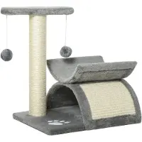 PawHut Katzenbaum Spielbaum Katzenkratzbaum Kratzbaum Katzen mit Ball Grau