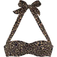 Vivance Bügel-Bandeau-Bikini-Top "Thora", Damen, Gr. 40, Cup C, schwarz (schwarz nougat bedruckt), Recycling-Polyamid, bedruckt, Bikini-Oberteile Bügel-Bandeau-Bikini-Top, in modischem Leo-Print