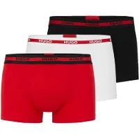 HUGO Boxershorts "Boxershort TRUNK TRIPLET PLANET 3er Pack", Herren, Gr. L, bunt (schwarz, rot, weiß), Obermaterial: 95% Baumwolle CO. 5% Elasthan EL., Unterhosen Boxershorts