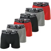 Replay Boxershorts "Boxershort 6er Pack", Herren, Gr. L, bunt (schwarz, grau, rot), Obermaterial: 95% Baumwolle CO. 5% Elasthan EL., Unterhosen Boxershorts
