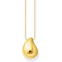 Thomas Sabo Kette mit Anhänger "Bold Elegance Tropfenform" Gr. 50, gold (gelbgoldfarben), Halsketten, Damen, 50, Silber 925 (recycelt), B: 1,5mm, Kette mit Anhänger, B:1,5mm