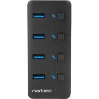 Natec MANTIS, USB 2.0 Type-B, USB 3.2 Gen 1 (3.1 Gen 1) Type-A, 5000 Mbit/s, Schwarz, Acrylnitril-Butadien-Styrol (ABS), USB