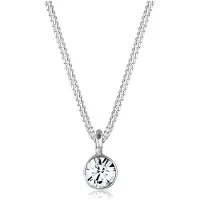 Elli Silberkette "Halskette Solitär Rund 925 Silber, mit Kristallen von Swarovski" Gr. 45, silber, Halsketten, Damen, 45, Silber 925 (Sterlingsilber), Silberkette