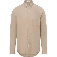Gant Langarmhemd "REG FLANNEL MELANGE SHIRT", Herren, Gr. M, N-Gr, beige (dry sand), Web, Obermaterial: 100% Baumwolle, 2-Knopf-Manschette, Hemden Langarmhemd