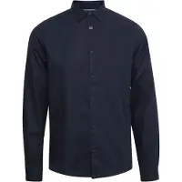 Indicode Langarmhemd "Langarmhemd IDHanko", Herren, Gr. S, N-Gr, blau (navy), Obermaterial: 55% Leinen LI. 45% Baumwolle CO., Hemden Langarmhemd
