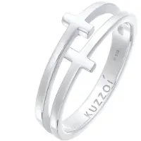 KUZZOI Silberring "Ring Herren Kreuz Double 925 Silber" Gr. 64, silber, Fingerringe, Herren, 64, Silber 925 (Sterlingsilber), Silberring