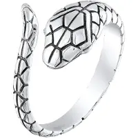 KUZZOI Silberring "Ring Herren Schlange Kraft 925 Silber" Gr. 62, schwarz, Fingerringe, Herren, 62, Silber 925 (Sterlingsilber), Silberring