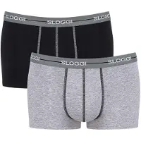 Sloggi Boxershorts "Boxershort Start Hipster C2P box 2er Pack", Herren, Gr. XL, schwarz (schwarz, grau), Obermaterial: 96% Baumwolle CO. 4% Elasthan EL., Unterhosen Boxershorts