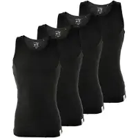 Mustang Unterhemd "Unterhemd 4er Pack", Herren, Gr. L, N-Gr, schwarz, Obermaterial: 100% Baumwolle CO., Unterhemden Unterhemd