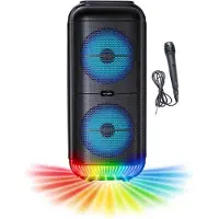 Inovalley Leuchtender Karaoke-Lautsprecher – – KA22-BTH – Bluetooth V5.0 – 49 cm – 500 W – Schwarz