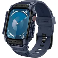 Spigen Rugged Armor Pro, Hülle, Smartwatch, Navy, Apple, Apple Watch 10 (42mm), Thermoplastische Polyurethane (TPU)