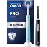 Oral-B | Elektrische Zahnbürste, Duo-Pack | Pro Series 1 | Wiederaufladbar | Für Erwachsene | Anzahl der enthaltenen Bürstenköpfe 2 | Anzahl der Zahnputzmodi 3 | Blau/Schwarz