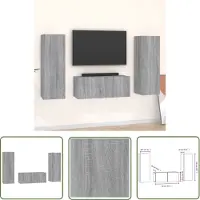 The Living Store 3-tlg. TV-Schrank-Set Grau Sonoma Holzwerkstoff