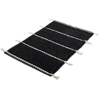 Kleine wolke Badematte "Travis, Badvorleger, Badezimmer Teppich", schwarz, H:14mm, Baumwolle, Badematten, Badematte, Badteppich, gestreift mit Quasten, reine Baumwolle, waschbar