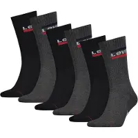 Levi's Unisex 6er Pack Sportsocken - Regular Cut SPRTWR, Logo, einfarbig