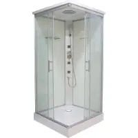 Sanotechnik Komplettduschkabine TWIST 1 - 80 x 80 x 215 cm - Mit Massagedüsen - Glasablage - Eckeinstieg - Sicherheitsglas - Dusche komplett