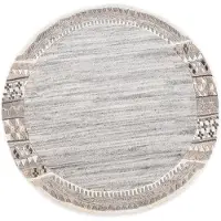 Theko Wollteppich "Royal Natur 6030", rund, 14 mm Höhe, reine Wolle, handgetuftet, mit Bordüre