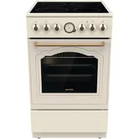 Gorenje GECS5B70CLI Elektroherd, Freistehender Herd, Beige, Drehregler, Vorne oben, Metall, Glaskeramikkochfeld