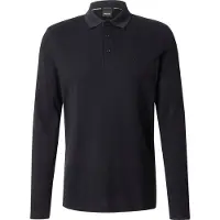 BOSS für Herren. 50536609 Langärmeliges Poloshirt aus schwarzem Baumwoll-Piqué (XXL), Lässig, Baumwolle, Langarm