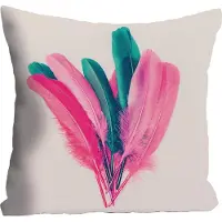 Queence Dekokissen "»Federn«", bunt (bunt, bedruckt), B:40cm L:40cm, Polyester, Dekokissen_Sitzkissen_Kissenhüllen, Dekokissen, Kissenhülle ohne Füllung, 1 Stück