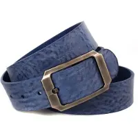 Anthoni Crown Ledergürtel , Herren, Gr. 110, blau, Leder, unifarben, Gürtel Ledergürtel, Vollledergürtel mit Schließe in schwarz-Metallic