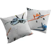 Wirth Dekokissen "Planes Echo" Gr. 1, grau (hellgrau, gemustert), B:40cm L:40cm, Polyester, Dekokissen_Sitzkissen_Kissenhüllen, Dekokissen, Disney, Kissenhülle ohne Füllung, 2 Stück