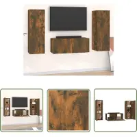 The Living Store 3-tlg. TV-Schrank-Set Räuchereiche Holzwerkstoff