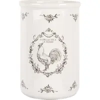 Clayre & Eef Zahnbürstenhalter Ø 8x12 cm Weiß Keramik Hahn