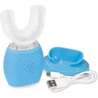 VITALMAXX 360° Schall-Zahnbürste mit LED-Blaulicht & Vibration - weiß/türkis Schallzahnbürste elektrisch Zahnbürste Zahnreinigung Zahnfleisch, Massage