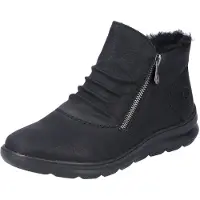 Rieker Winterboots , Damen, Gr. 42, schwarz, Lederimitat, unifarben, Schuhe Winterboots, Stiefelette, Warmfutter, Boots mit herausnehmbarer Textilsohle, Topseller