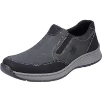Rieker Slipper , Herren, Gr. 41, Textil, grau (grau, kombiniert), Synthetik, Schuhe Slipper, Schlupfschuh, Halbschuh mit Stretcheinsätze