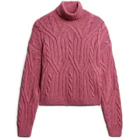 Superdry für Damen. W6110548A Geflochtener Strickpullover mit Polokragen rosa (XS), Lässig, Acryl