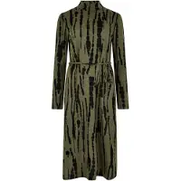 Apricot Druckkleid "Streifenkleid", Damen, Gr. XS (34), N-Gr, grün (khaki), Feinstrick, Obermaterial: 97% Polyester PES. 3% Elasthan EL., gemustert, Kleider Druckkleid, mit Stehkragen