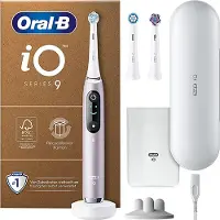 Oral-B iO Series 9 Plus Elektrische Zahnbürste, 3 Aufsteckbürsten inkl. Whitening, Magnet-Etui, 7 Putzprogramme, Roségold, von Braun