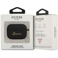 GUESS GUAPLSCHSK AirPods Pro Hülle schwarz/schwarz Silikon Charm Herz Kollektion
