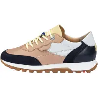 Lloyd Damen Leder Sneaker in Beige mit Navy Akzenten, gepolsterter Decksohle und profilierter Gummisohle