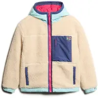 Superdry für Damen. W5011900A Vintage Hooded Sherpa Kapuzenpullover beige (S), Lässig, Recyceltes Polyester