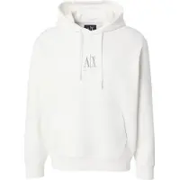 Armani Exchange für Herren. XM000369AF10818U0009 Weißes laminiertes Kapuzensweatshirt aus Baumwoll-Polyester-Stretch mit weißer Kapuze (