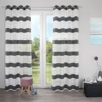 Decolife Gardine "Estelle", (1 St.), Ösenschal mit Blockstreifen weiß