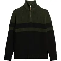 Superdry für Herren. M6110651A Henley-Strickpullover Cotton Classics Streifen olivgrün, schwarz (XL), Lässig, Baumwolle