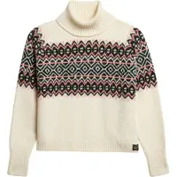 Superdry für Damen. W6110618A Rollkragenpullover mit Fairisle-Muster in Beige (M), Lässig, Wolle