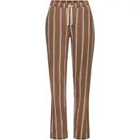 LASCANA Pyjamahose , Damen, Gr. 40/42, N-Gr, braun (braun gestreift), Single Jersey, Obermaterial: 50% Baumwolle, 50% Viskose, gestreift, Basic, Basic lang, Hosen Pyjamahose, mit Druck