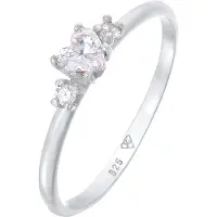 Elli Silberring "Ring Herz Zirkonia Liebe Verlobung 925 Silber" Gr. 58, weiß, Fingerringe, Damen, 58, Silber 925 (Sterlingsilber), Silberring