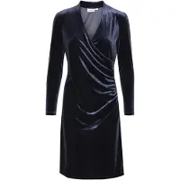 St. Tropez Midikleid SAINT TROPEZ "Damen Kleid ZnikkaSZ", Damen, Gr. XS, N-Gr, blau (night sky), Obermaterial: 95% Polyester PES. 5% Elasthan EL., Kleider Midikleid