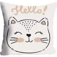 Queence Dekokissen "Hello", bunt (bunt, bedruckt), B:40cm L:40cm, Polyester, Dekokissen_Sitzkissen_Kissenhüllen, Dekokissen, Kissenhülle ohne Füllung, 1 Stück