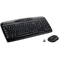 Logitech MK330, Standard, Kabellos, RF Wireless, QWERTY, Schwarz, Grau, Maus enthalten